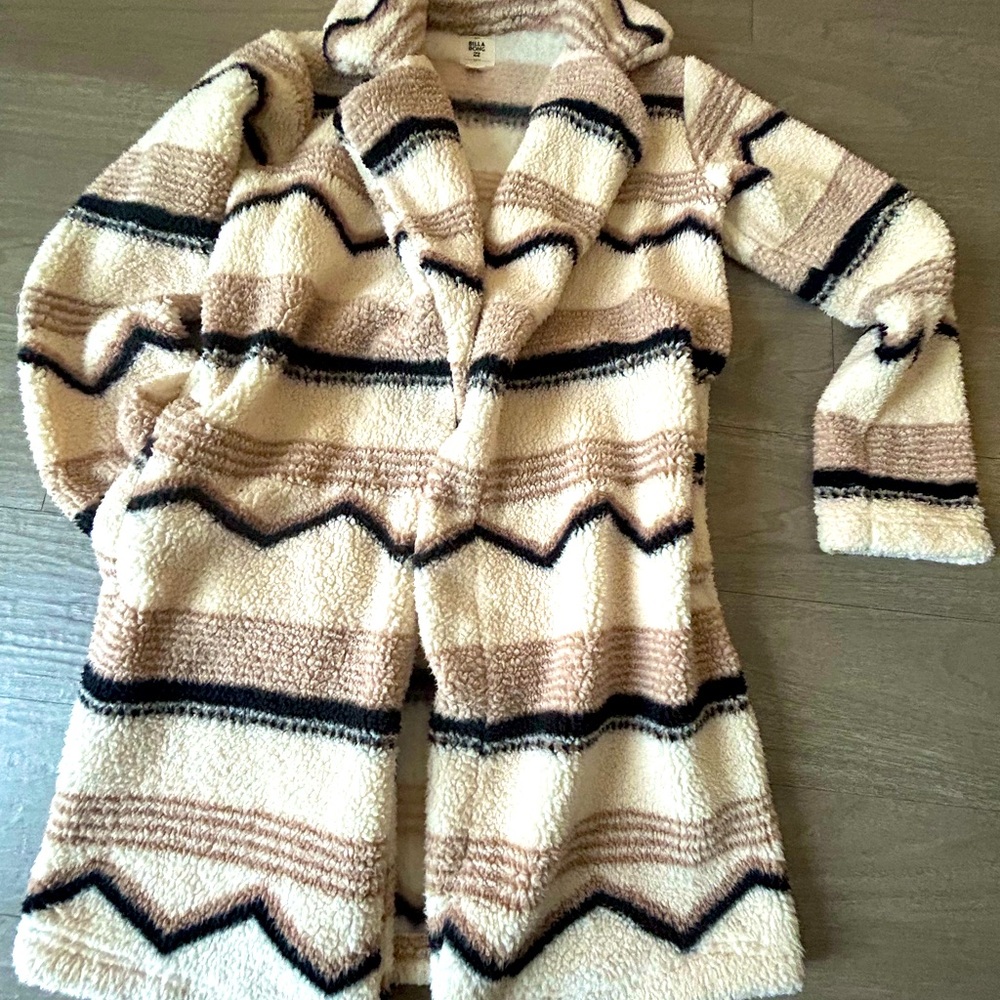 Billabong Cozy Striped Fleece Coat- Size Small